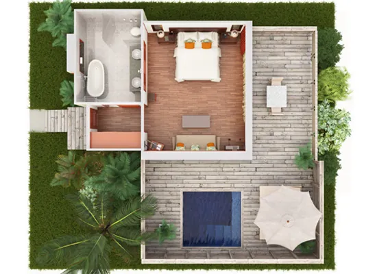 Hilton Moorea Lagoon Resort & Spa – Deluxe Garden Pool Bungalow (6)